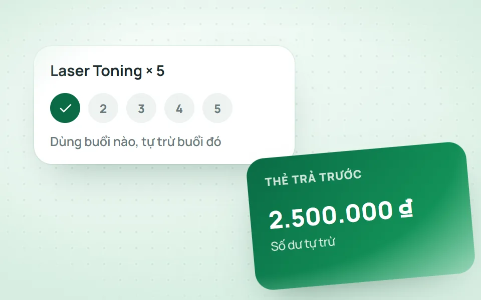 Gói liệu trình tự trừ buổi và thẻ trả trước tự trừ số dư trên Qub-X