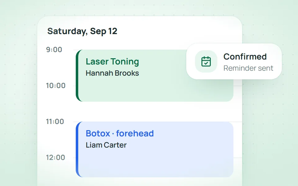 Confirmed appointment with a Zalo reminder in Qub-X spa management software